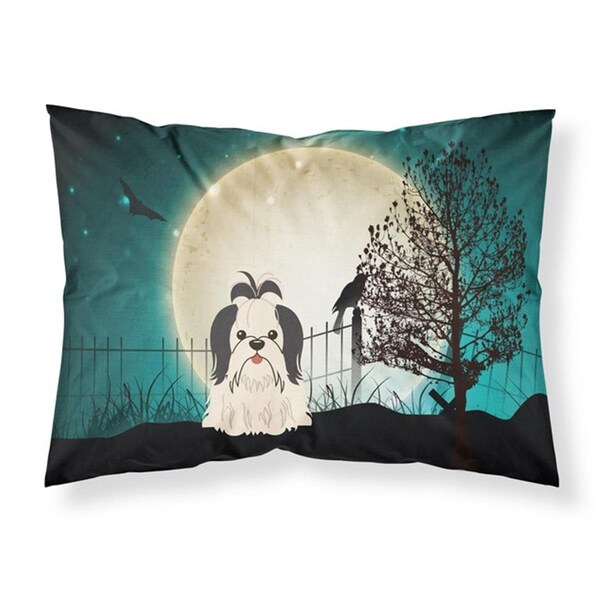 Micasa Halloween Scary Shih Tzu Black White Fabric Standard Pillowcase, 20.5 x 0.25 x 30 in. MI225471 - main
